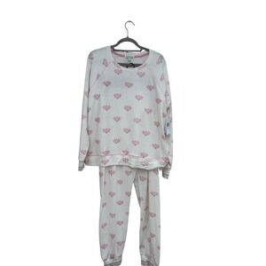 NWT PJ Salvage Ivory Pink Pickleball Pajama Set Loungewear Sleepwear Women's XL‎